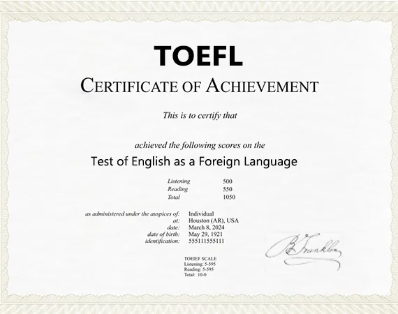 TOEFL Certificates Online
